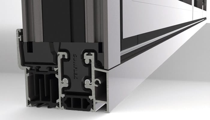 Photo showing a cross section from an IDSystems Sliding Door indicating the Thermal bridging.