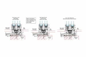 Technical cross-section drawings of Grand Slider 2 double-track sliding door systems showing internal mechanisms and installation details.