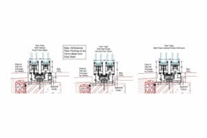 Grand Slider 2 technical cross-section showing dual-track sliding door assembly with internal flush floor detail and solid-fill cavity construction.