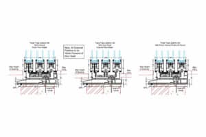 Technical cross-section drawings of Grand Slider 2 triple track 228mm sliding door systems showing internal mechanisms and installation details.