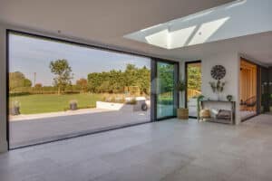 Stunning rural house rebuild project with large sliding doors