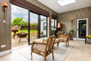 The SF55 bifold doors across the rear of the house open up to extend the living space into the garden